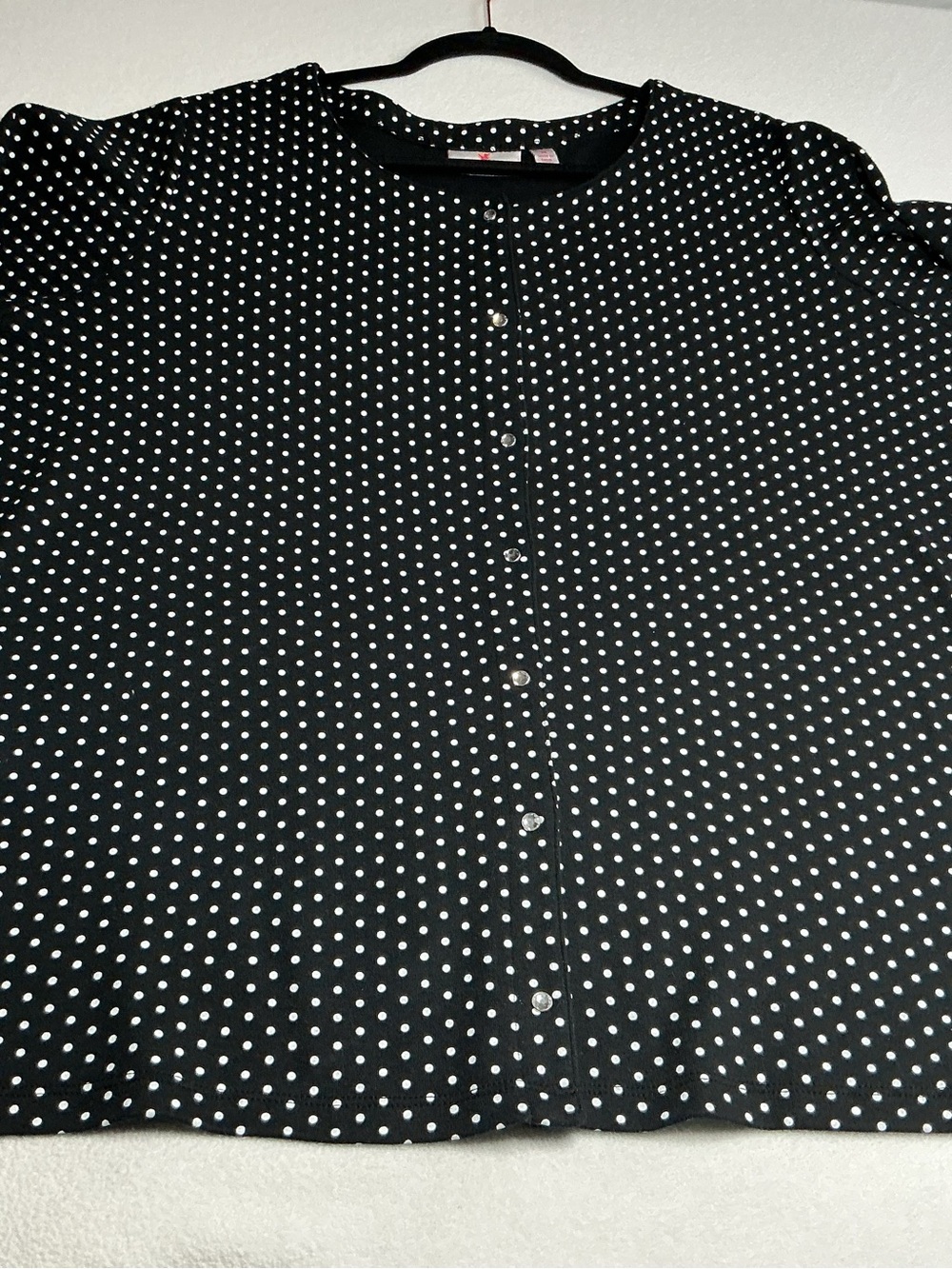 Quacker Factory Black Polka Dot bling tunic jacket Top - Picture 4 of 12